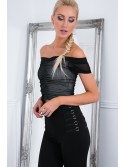 Top scurt cu volane, negru, spaniol ZZ230 - Magazin online - Boutique